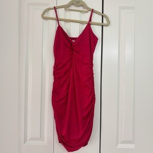 Oh Polly Vibrant Red Ruched Mini Dress
